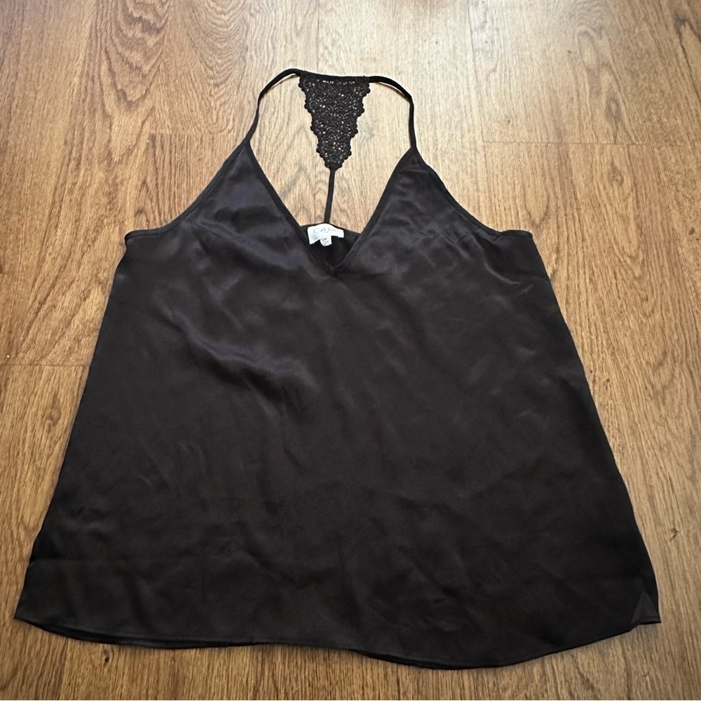 CAMI NYC Black sleeveless racer back silk delicate size medium Top
